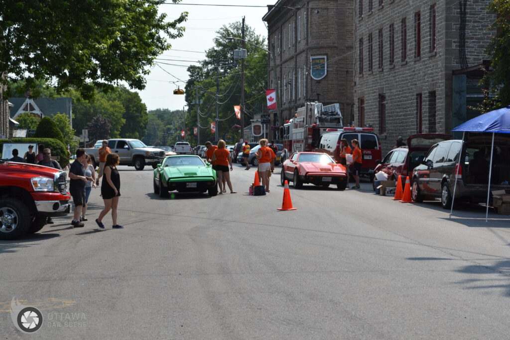 Two Bricklins show up in stereo at the Merrickville Cruise & Shop car show. This sure got everyone's attention!